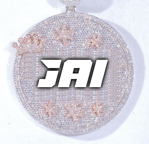 CUSTOM LETTER NECKLACE 3D BIG CROWN DISC