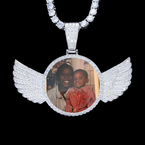 925S & VVS Moissanite 3D Wing Custom Picture Pendant