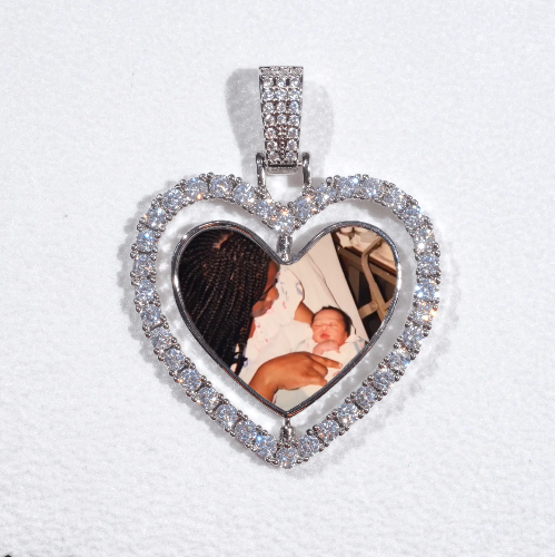 3D Spinning 2-Faced Heart Custom Picture Pendant