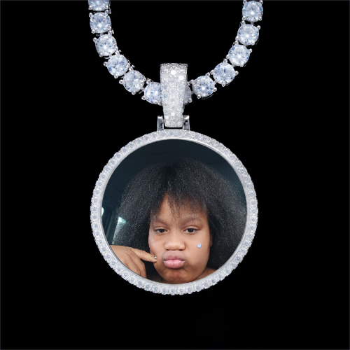 925S & VVS Moissanite 3D Circle Custom Picture Pendant