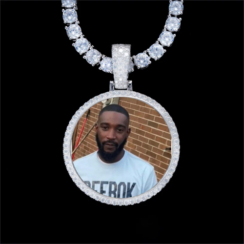 925S & VVS Moissanite 3D Circle Custom Picture Pendant