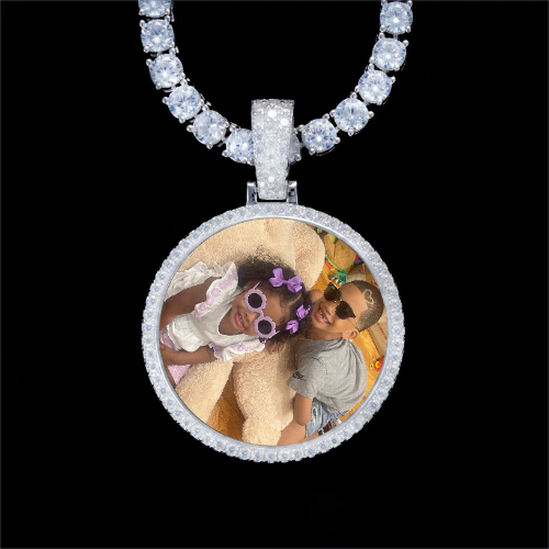 925S & VVS Moissanite 3D Circle Custom Picture Pendant