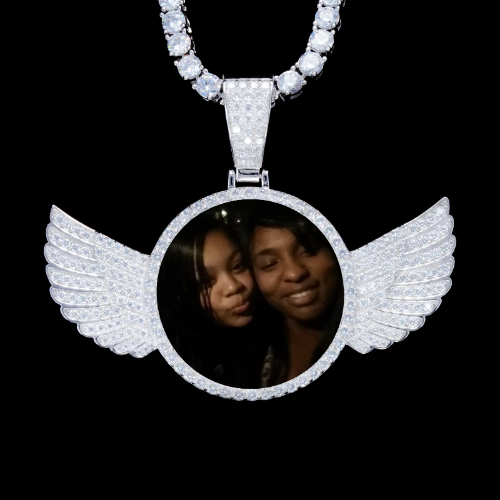 925S & VVS Moissanite 3D Wing Custom Picture Pendant