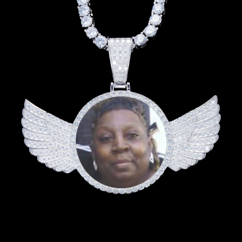 925S & VVS Moissanite 3D Wing Custom Picture Pendant