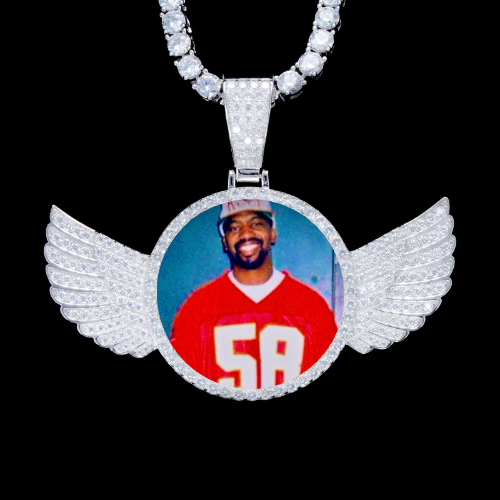 925S & VVS Moissanite 3D Wing Custom Picture Pendant