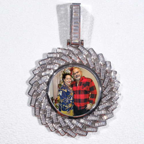 Large 3D Baguette Custom Picture Pendant