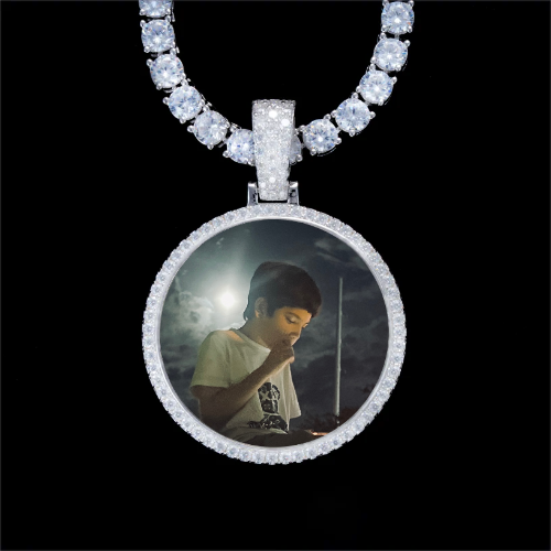925S & VVS Moissanite 3D Circle Custom Picture Pendant