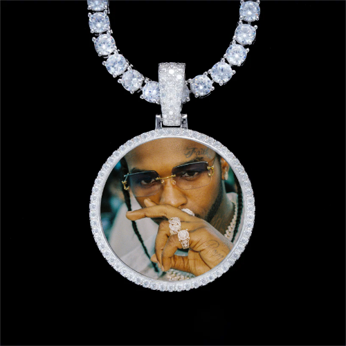 925S & VVS Moissanite 3D Circle Custom Picture Pendant