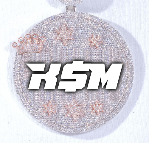 CUSTOM LETTER NECKLACE 3D BIG CROWN DISC