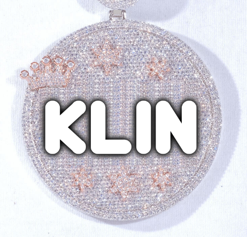 CUSTOM LETTER NECKLACE 3D BIG CROWN DISC