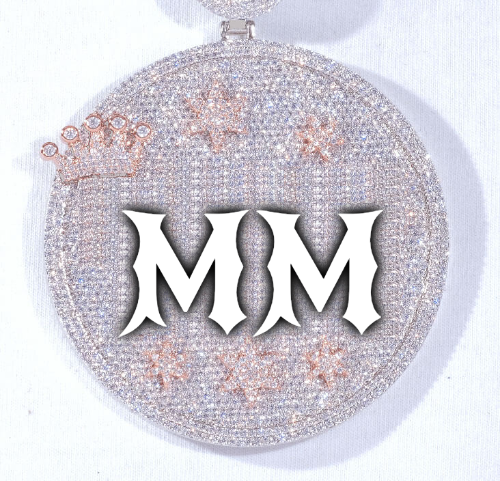 CUSTOM LETTER NECKLACE 3D BIG CROWN DISC