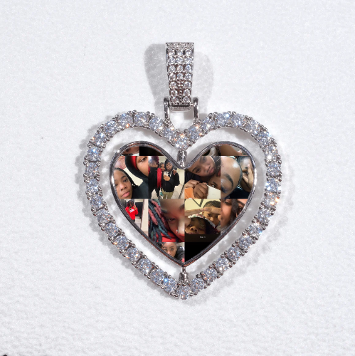 3D Spinning 2-Faced Heart Custom Picture Pendant
