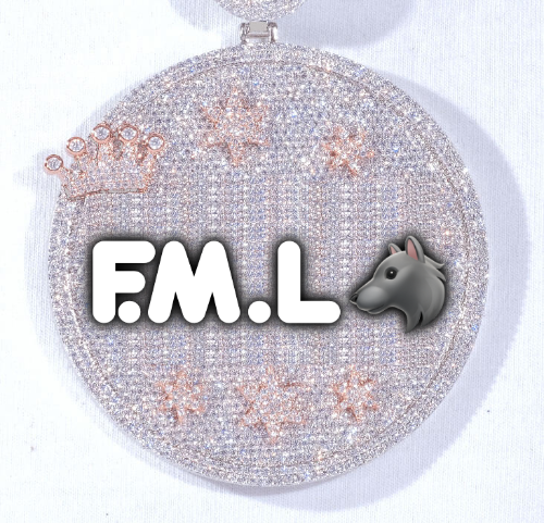 CUSTOM LETTER NECKLACE 3D BIG CROWN DISC