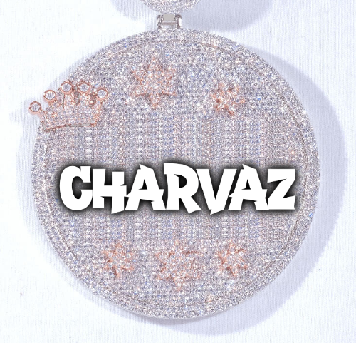 CUSTOM LETTER NECKLACE 3D BIG CROWN DISC