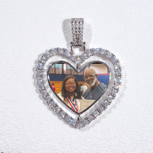 3D Spinning 2-Faced Heart Custom Picture Pendant