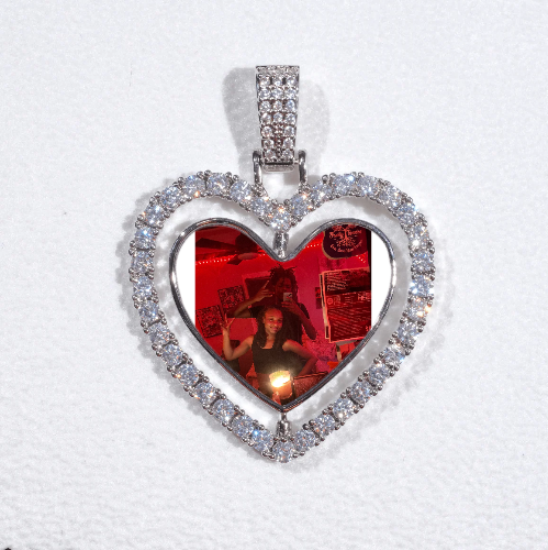 3D Spinning 2-Faced Heart Custom Picture Pendant