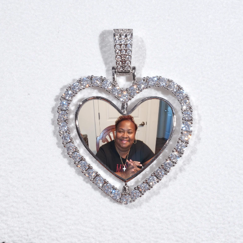 3D Spinning 2-Faced Heart Custom Picture Pendant