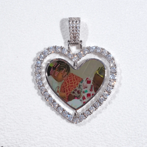 3D Spinning 2-Faced Heart Custom Picture Pendant