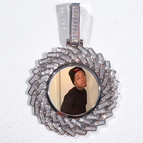 Large 3D Baguette Custom Picture Pendant