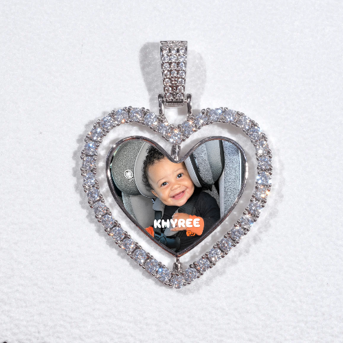 3D Spinning 2-Faced Heart Custom Picture Pendant