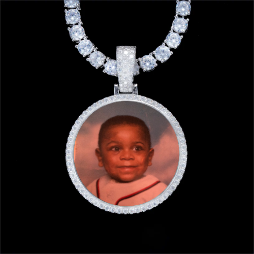 925S & VVS Moissanite 3D Circle Custom Picture Pendant