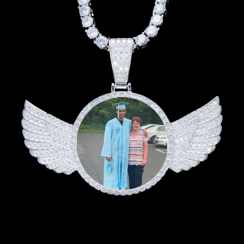 925S & VVS Moissanite 3D Wing Custom Picture Pendant