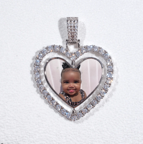 3D Spinning 2-Faced Heart Custom Picture Pendant