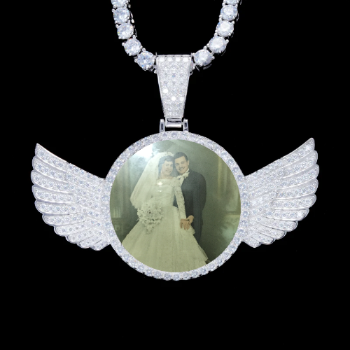 925S & VVS Moissanite 3D Wing Custom Picture Pendant