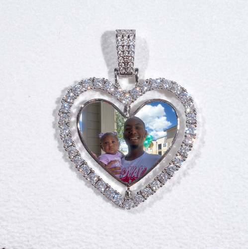 3D Spinning 2-Faced Heart Custom Picture Pendant