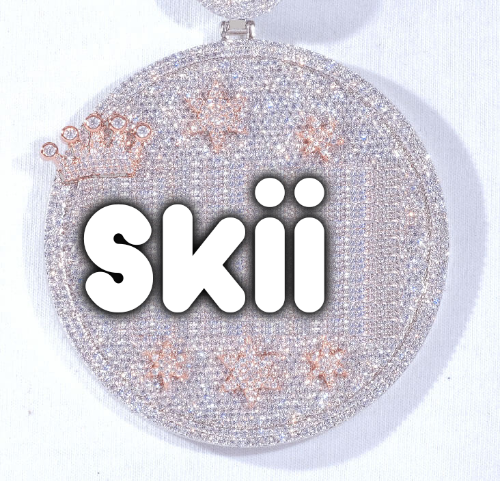 CUSTOM LETTER NECKLACE 3D BIG CROWN DISC
