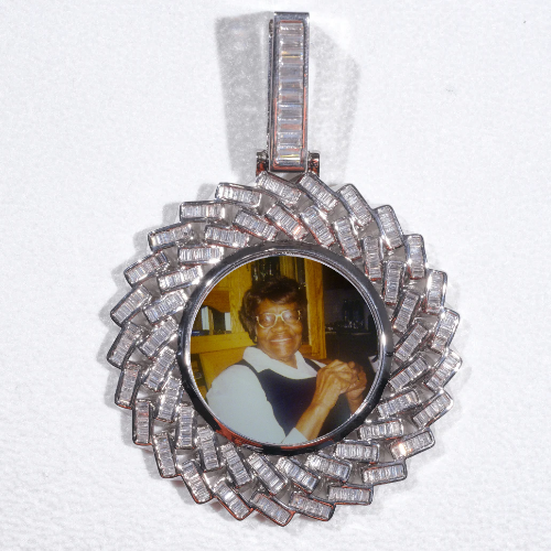 Large 3D Baguette Custom Picture Pendant
