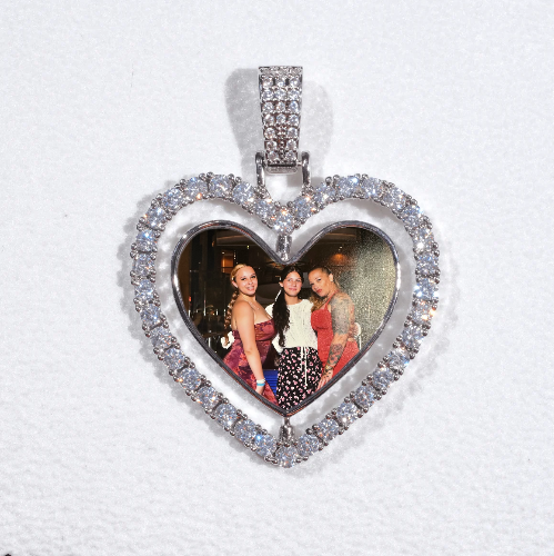 3D Spinning 2-Faced Heart Custom Picture Pendant