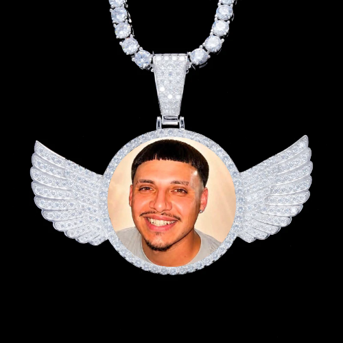 925S & VVS Moissanite 3D Wing Custom Picture Pendant