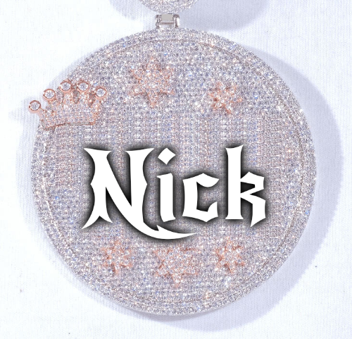 CUSTOM LETTER NECKLACE 3D BIG CROWN DISC