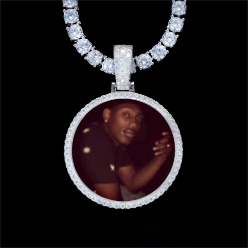 925S & VVS Moissanite 3D Circle Custom Picture Pendant