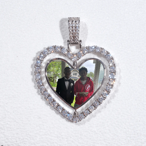 3D Spinning 2-Faced Heart Custom Picture Pendant