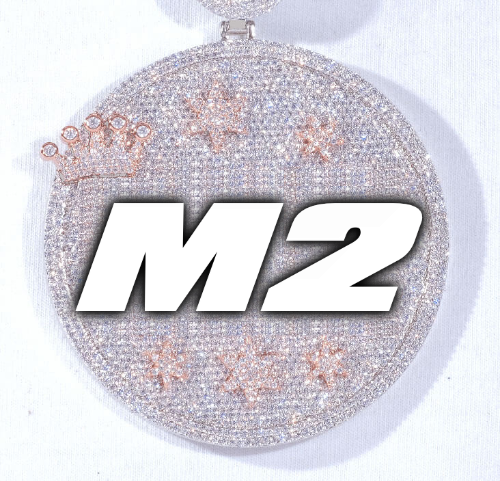 CUSTOM LETTER NECKLACE 3D BIG CROWN DISC
