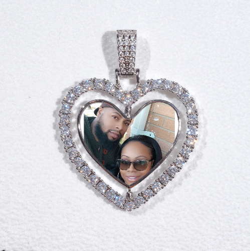 3D Spinning 2-Faced Heart Custom Picture Pendant