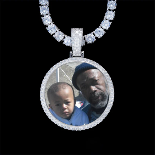 925S & VVS Moissanite 3D Circle Custom Picture Pendant