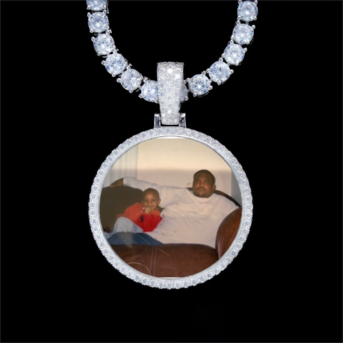 925S & VVS Moissanite 3D Circle Custom Picture Pendant