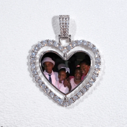 3D Spinning 2-Faced Heart Custom Picture Pendant