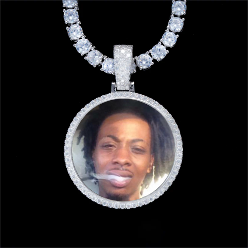925S & VVS Moissanite 3D Circle Custom Picture Pendant