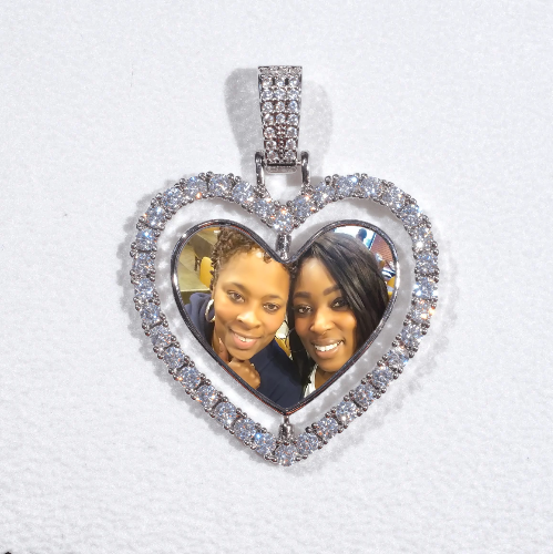 3D Spinning 2-Faced Heart Custom Picture Pendant