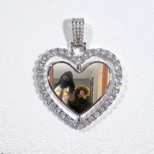 3D Spinning 2-Faced Heart Custom Picture Pendant