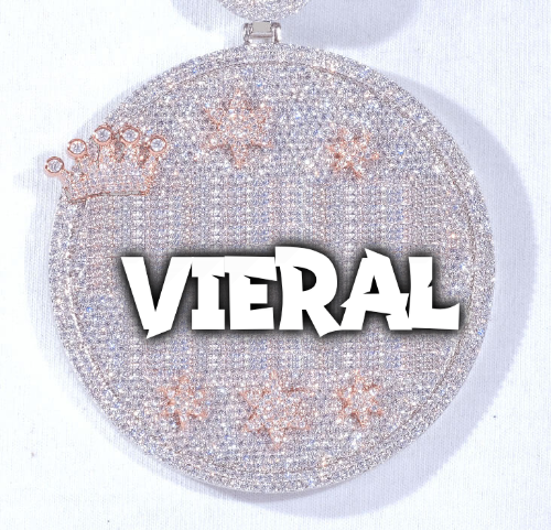 CUSTOM LETTER NECKLACE 3D BIG CROWN DISC