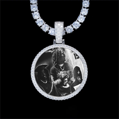 925S & VVS Moissanite 3D Circle Custom Picture Pendant