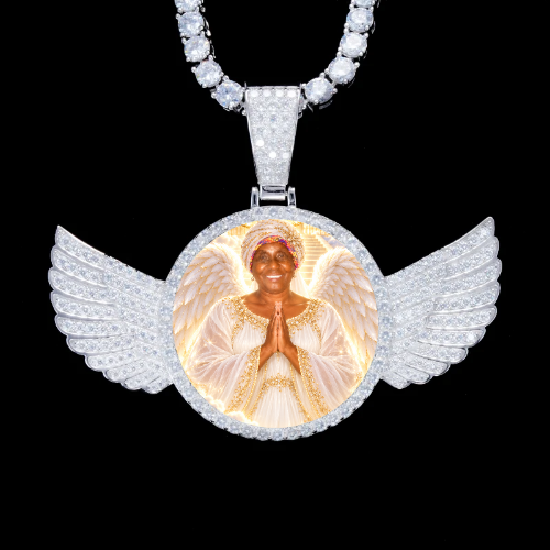 925S & VVS Moissanite 3D Wing Custom Picture Pendant