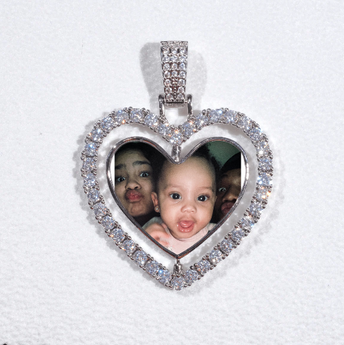 3D Spinning 2-Faced Heart Custom Picture Pendant