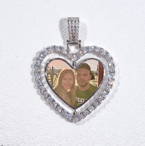3D Spinning 2-Faced Heart Custom Picture Pendant