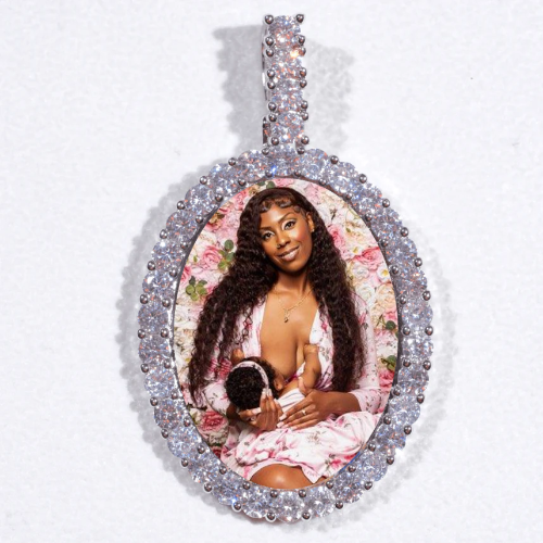 Large 3D Oval Custom Picture Pendant